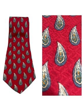 Chaps Ralph Lauren Paisley Silk Tie Dark Red